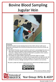 Clinical skills instruction booklet cover page, Jugular Blood Sampling